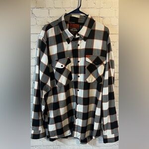 2X FAT DADDY DIXXON Orange and Black Plaid Flannel Shirt. Harley Davidson